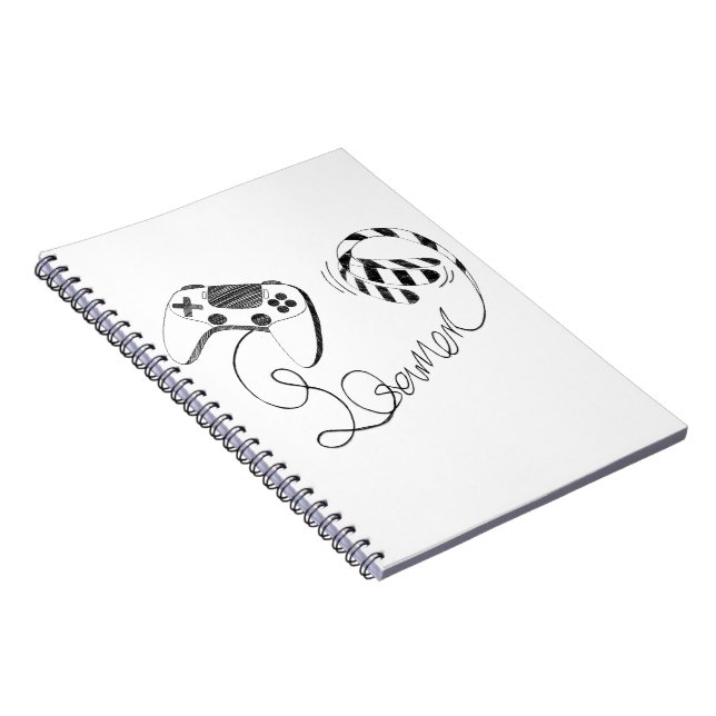 Carnet Minimalist Gamer Cat Line Art - Controller Cable  (Côté Droit)