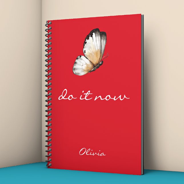 Carnet Minimalist Lovely Butterfly 'do it now' Red Spiral (Créateur téléchargé)