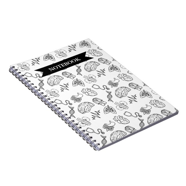 Carnet Minimalist Medical Doodles Pattern Spiral Notebook (Côté Droit)