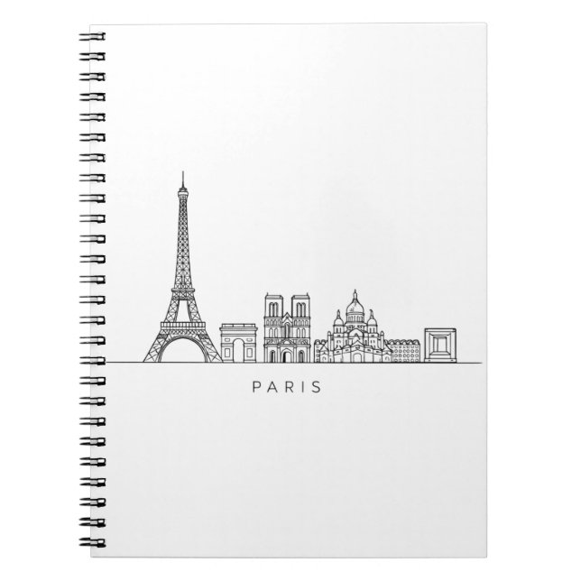 Carnet Minimalist Paris Skyline Line Art (Devant)