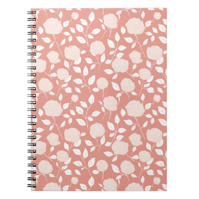 Carnet Minimalist Pastel Rose White Floral Pattern (Devant)
