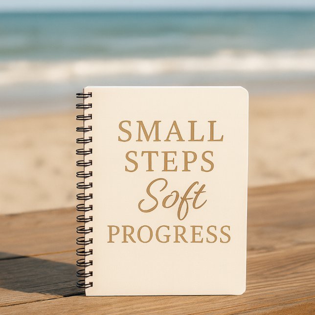 Carnet Minimalist Quote Notebook – “Small Steps'' (small_steps_soft_progress_notebook_aureline_studio)
