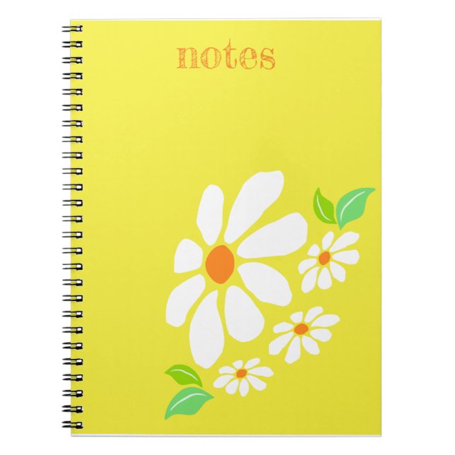 Carnet Minimalist Yellow and White Flower Drawing (Devant)