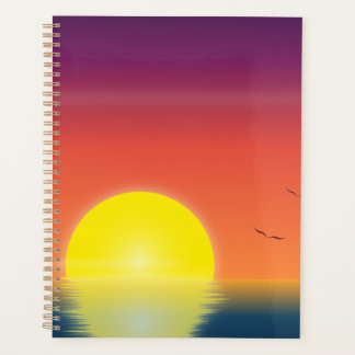 Carnet Minimaliste Coucher de Soleil Océan | Heure