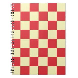 Carnet Minimaliste damier vintage rouge et crème