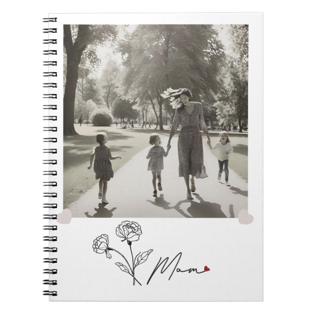 Carnet Minimaliste Élégant Fleur Maman  (Devant)