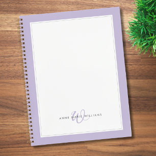 Carnet Minimaliste Lavande sans Bordure Monogramme