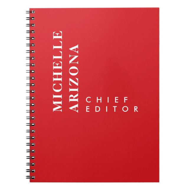 Carnet Minimaliste Moderne Rouge & Blanc Professionnel (Devant)