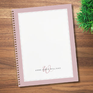 Carnet Minimaliste Monogramme Deux Bordures Lilas Poussié