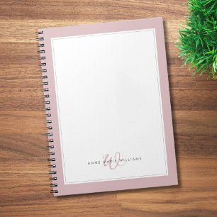 Carnet Minimaliste Monogramme Deux Bordures Lilas Poussié