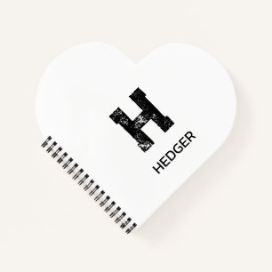 CARNET MINIMALISTE NOIR UNE LETTRE MONOGRAMME NOM BLANC
