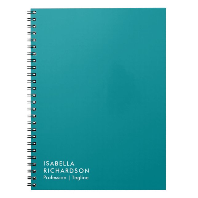 Carnet Minimaliste Turquoise personnalisé (Devant)