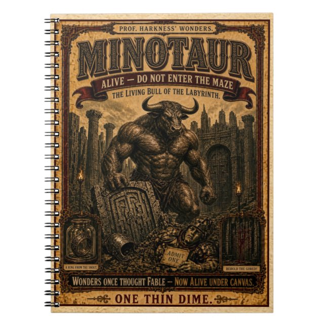 Carnet Minotaure, Monstre de Cirque Vintage (Devant)
