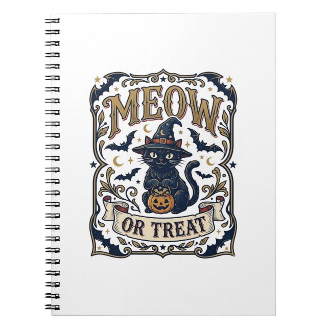 Carnet Minou ou traiter Chat Halloween Chat Fantomatique  (Devant)