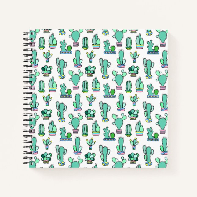 Carnet Mint Green Cactus & Succulent Plante Motif (Devant)