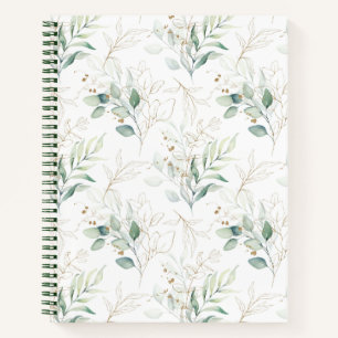 Carnet Mint Green Pastel Floral Greenery Motif