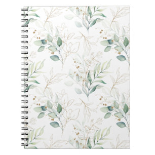 Carnet Mint Green Pastel Floral Greenery Motif
