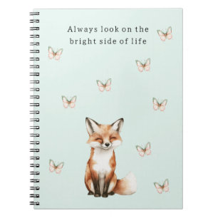Carnet Mint Mignon Renard Heureux Papillons Côté Lumineux