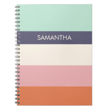 Mint Peach Modern Color Blocks Stripes Personalize