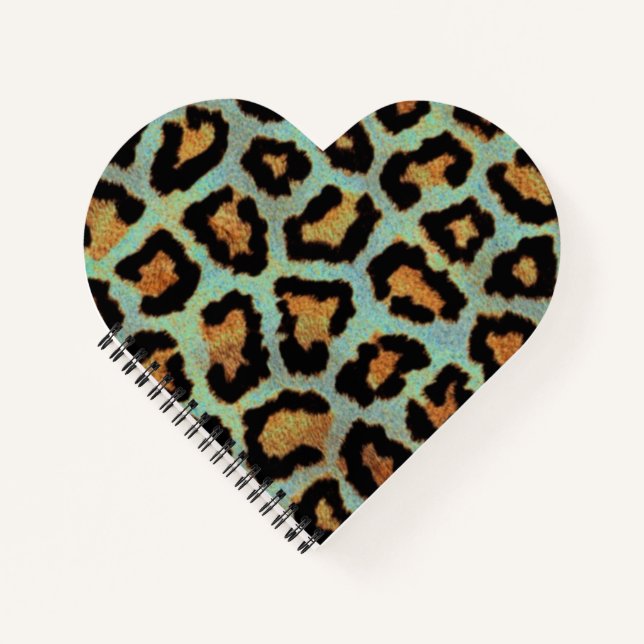 Carnet Mint Tease me turquoise Empreinte de léopard (Devant)