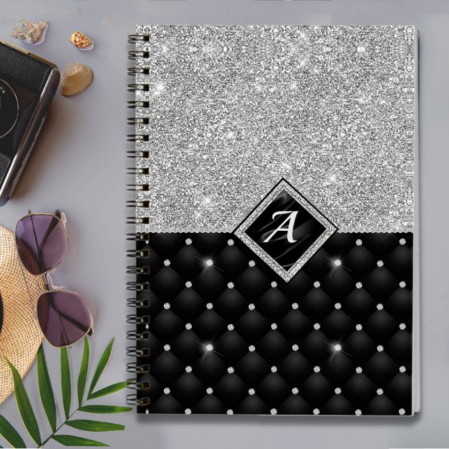 Carnet Minuscule cristal argent noir monogramme diamant é (Créateur téléchargé)
