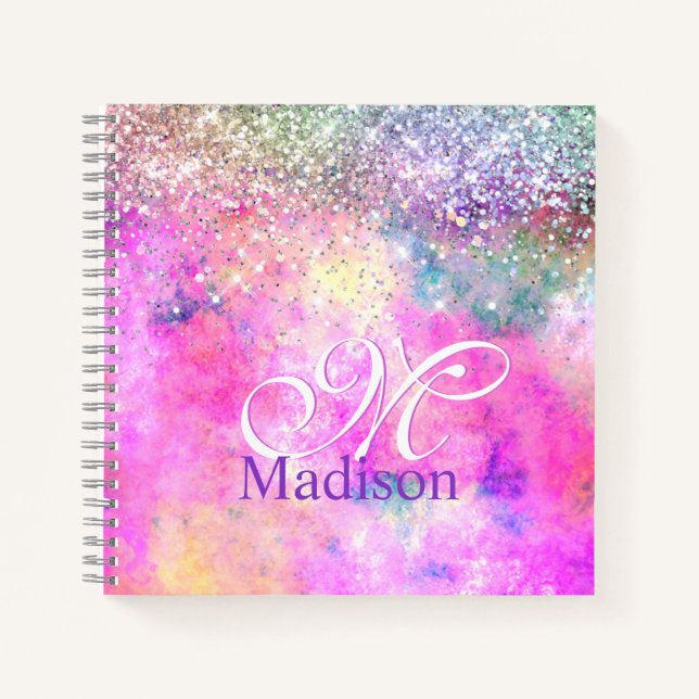 Carnet Minuscule monogramme de parties scintillant argent (Devant)