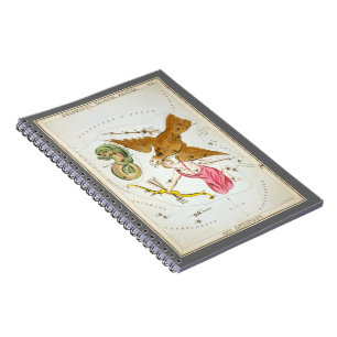 Carnet Miroir d'Urania, Carte céleste d'astronomie vintag