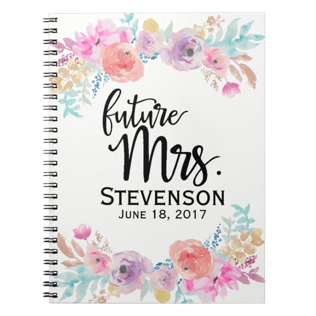 Carnet Mme florale Notebook de couleur d'eau future (Devant)