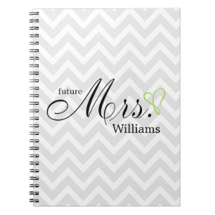 Carnet Mme griffonnée Wedding de coeur de vert de chaux