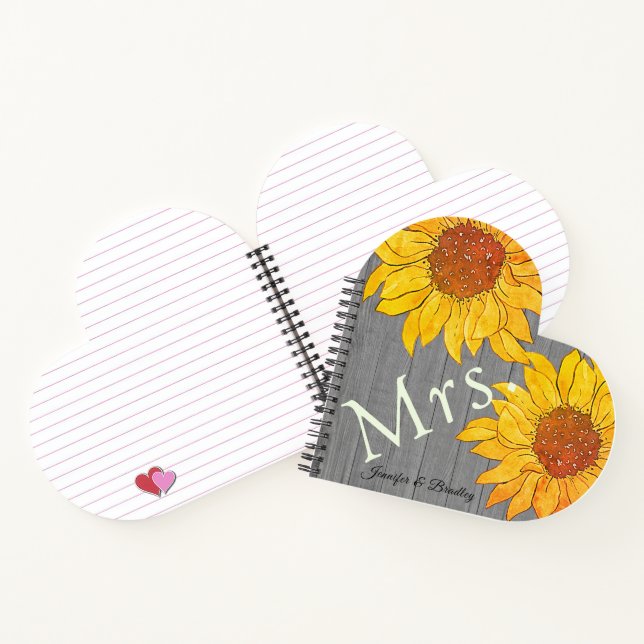 Carnet Mme Rustic Wood Grey Sunflower jaune (Intérieur)