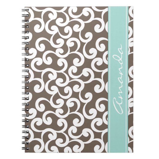 Carnet Mocha et Mint Monogrammes Éléments Imprimer (Devant)