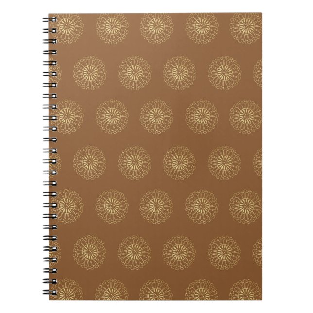 Carnet Mocha | Golden Zinnia Flower Medallions (Devant)