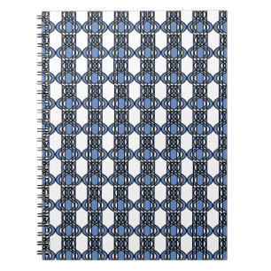 Carnet Mod Retro Blue Abstract Scarab Pattern
