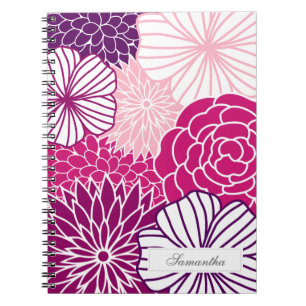 Carnet Mod rose et pourpre floral
