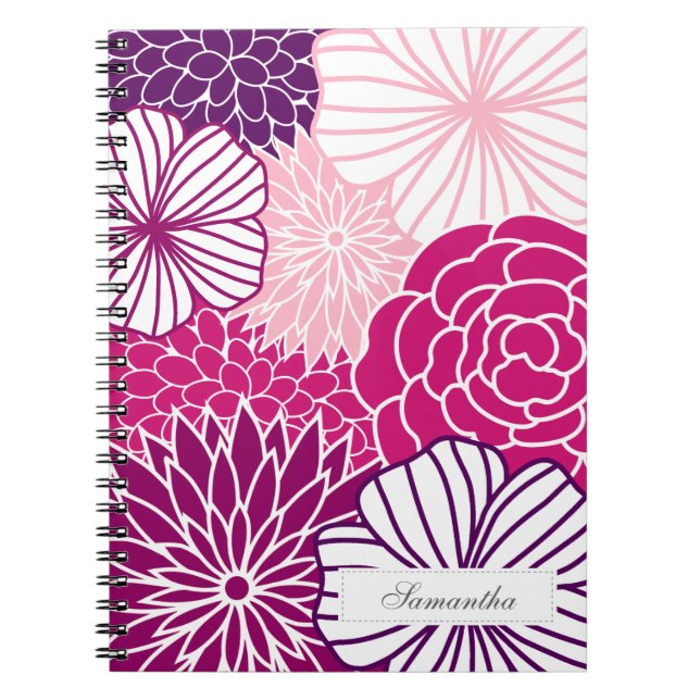 Carnet Mod rose et pourpre floral (Devant)
