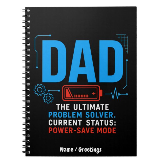 Carnet Mode Économie d'Énergie Bleu pour Papa Technophile (Devant)