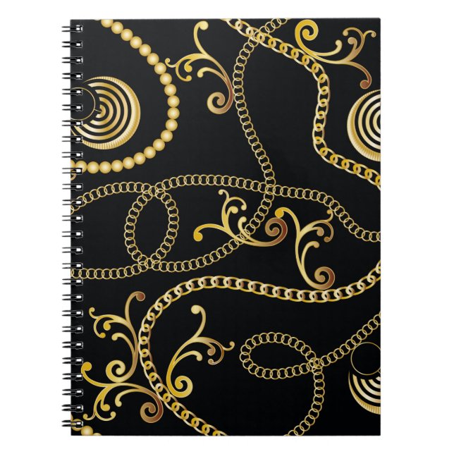 Carnet Mode motif à chaîne dorée, Illustrati (Devant)