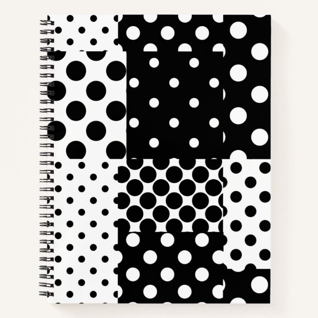 Carnet Mode noir blanc à pois Style Design  (Devant)