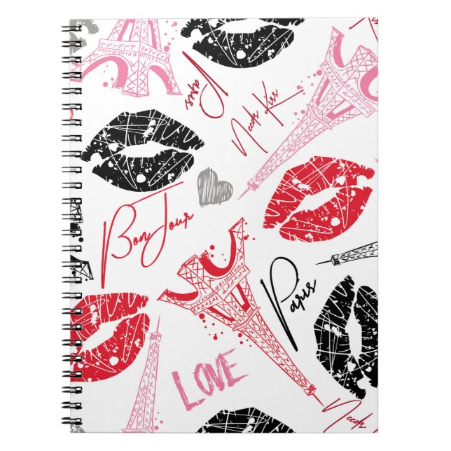 Carnet Mode Paris, calligraphie motif Tour Eiffel. (Devant)
