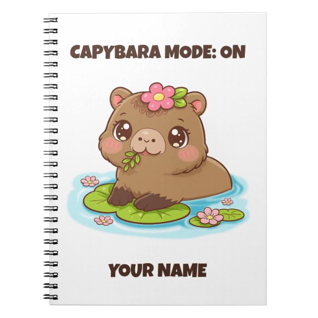 Carnet Mode Personnalisé Mignon Capybara Kawaii (Devant)