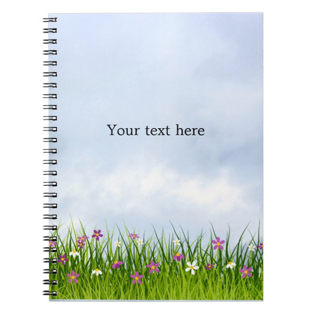 Carnet Modèle, ciel bleu et prairie de fleurs, (Devant)