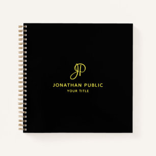 Carnet Modèle d'affaires Monogram Initial Gold Script