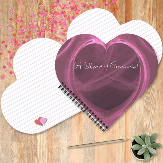 Carnet Modèle d'Art numérique de coeur rose soyeux (Searching for a gift for the creative in your life? Here's a fun idea. Personalize it with a name. )