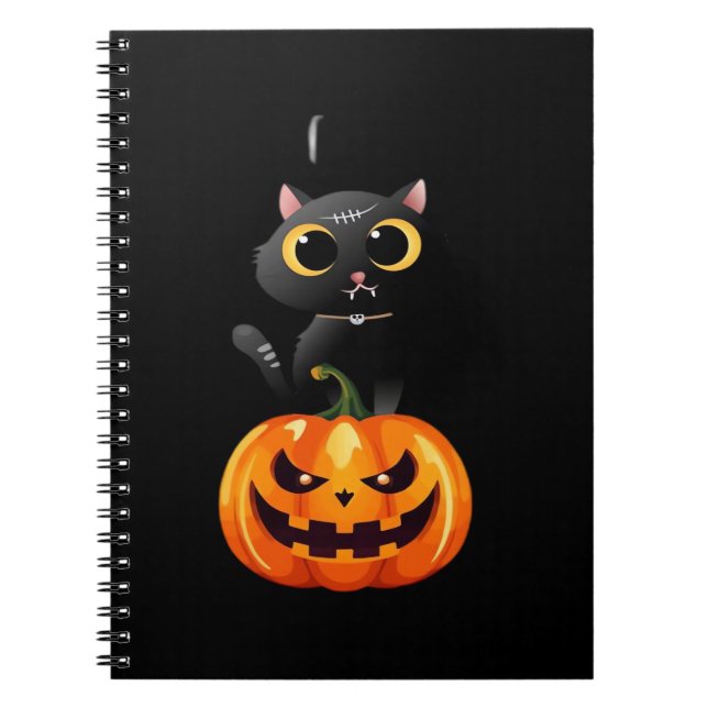 Carnet Modèle de chat noir Halloween � Art de citrouille  (Devant)