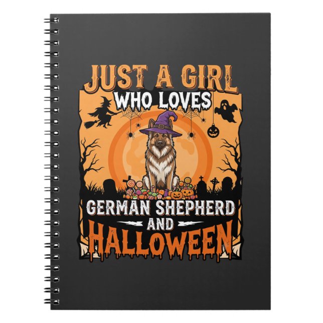 Carnet Modèle de Chien Sorcière Fille Halloween Berger Al (Devant)