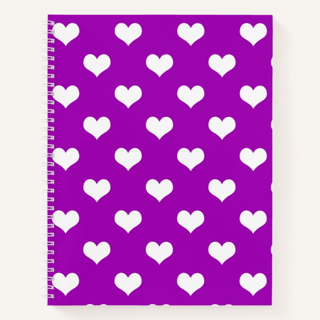 Carnet Modèle de coeurs adorables blancs et violets (Devant)