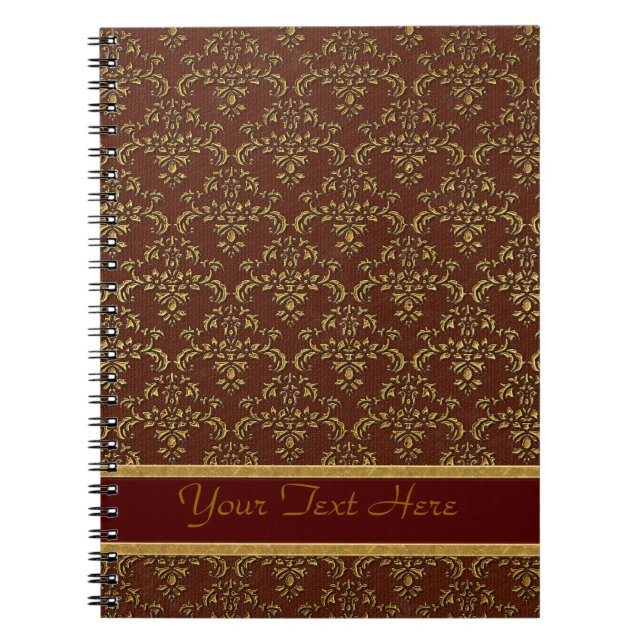 Carnet Modèle de Damas Brown et or (Devant)