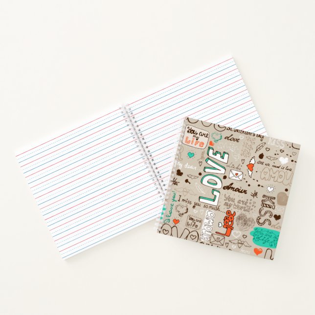 Carnet Modèle de doodle de citations d'amour (Intérieur)