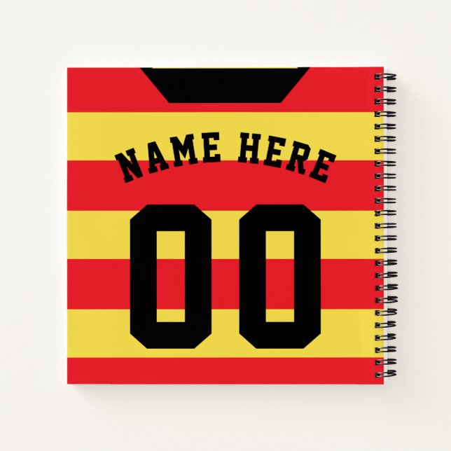 Carnet Modèle de Jersey Red Stripes, Football (Dos)