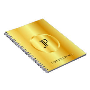 Carnet Modèle de monogramme moderne de faux aspect métall